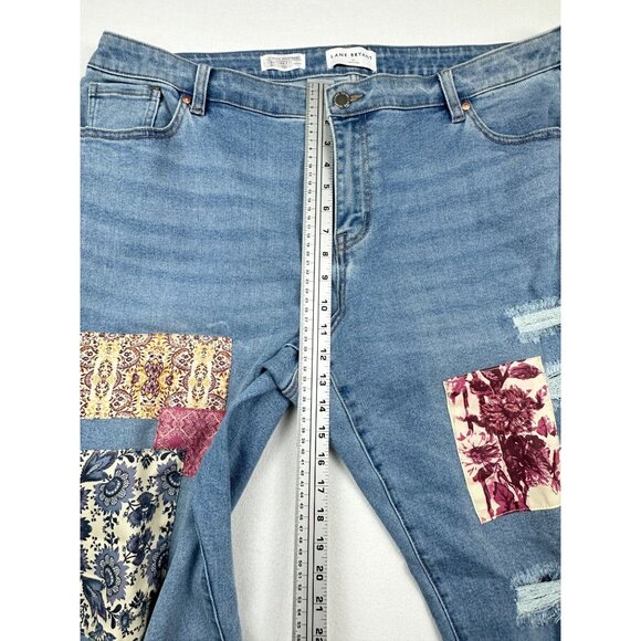 Lane Bryant Mid-Rise Boyfriend Jeans With Patchwork & Ripped Details Boho Sz 20 - Picture 8 of 12